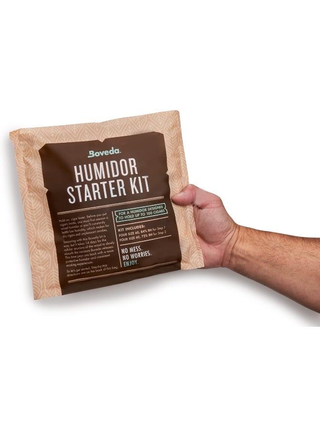 Boveda مجموعة أدوات بدء تشغيل صندوق التبغ: صندوق خشبي لتتبيل التبغ مع التحكم في الرطوبة ثنائي الاتجاه | يتضمن (2) من كل حجم 60 بافيدا 84% رطوبة و 72% رطوبة | 1-عدد - Image 4